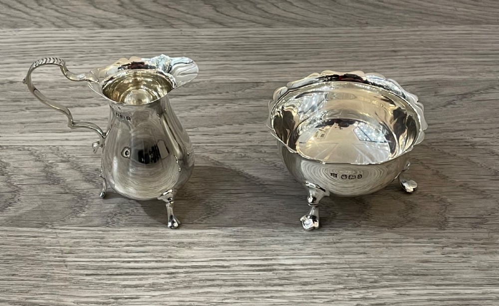 Victorian Solid Silver Sugar and Cream Set, 1896 View II