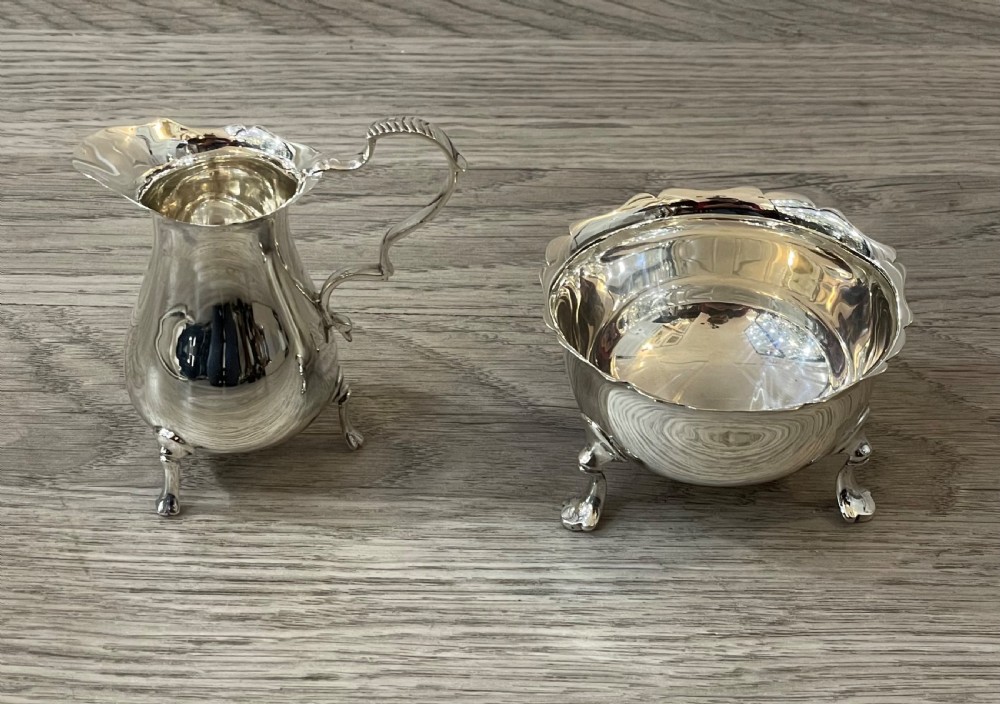 Victorian Solid Silver Sugar and Cream Set, 1896 View V