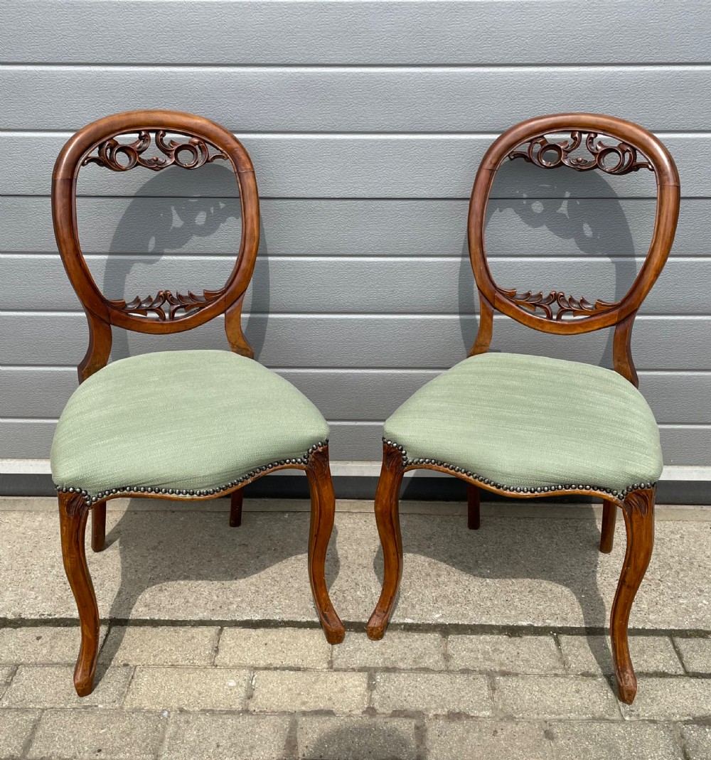 Pair Victorian Walnut Dining Chairs  View II