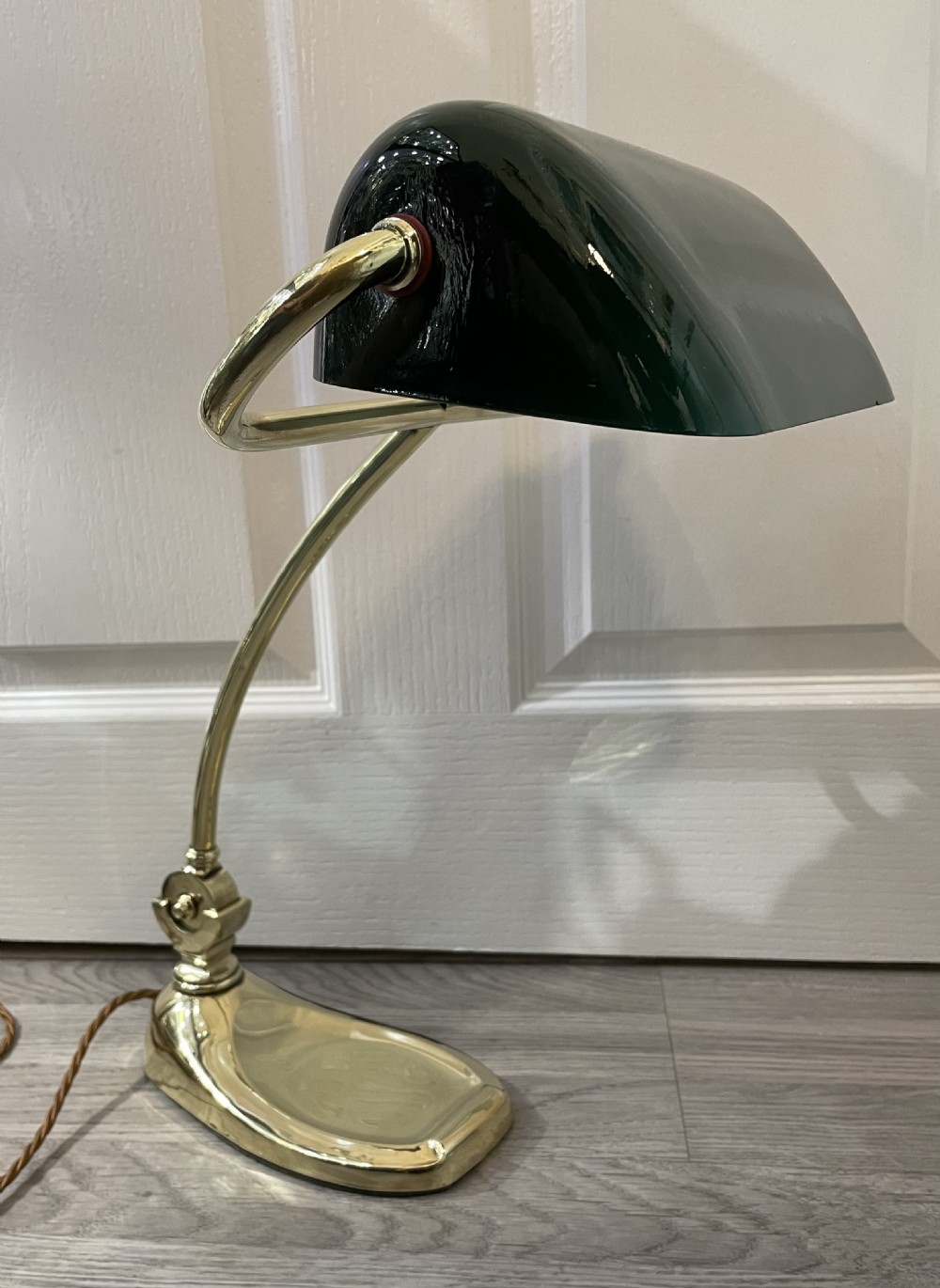 Art Nouveau Brass Bankers Lamp