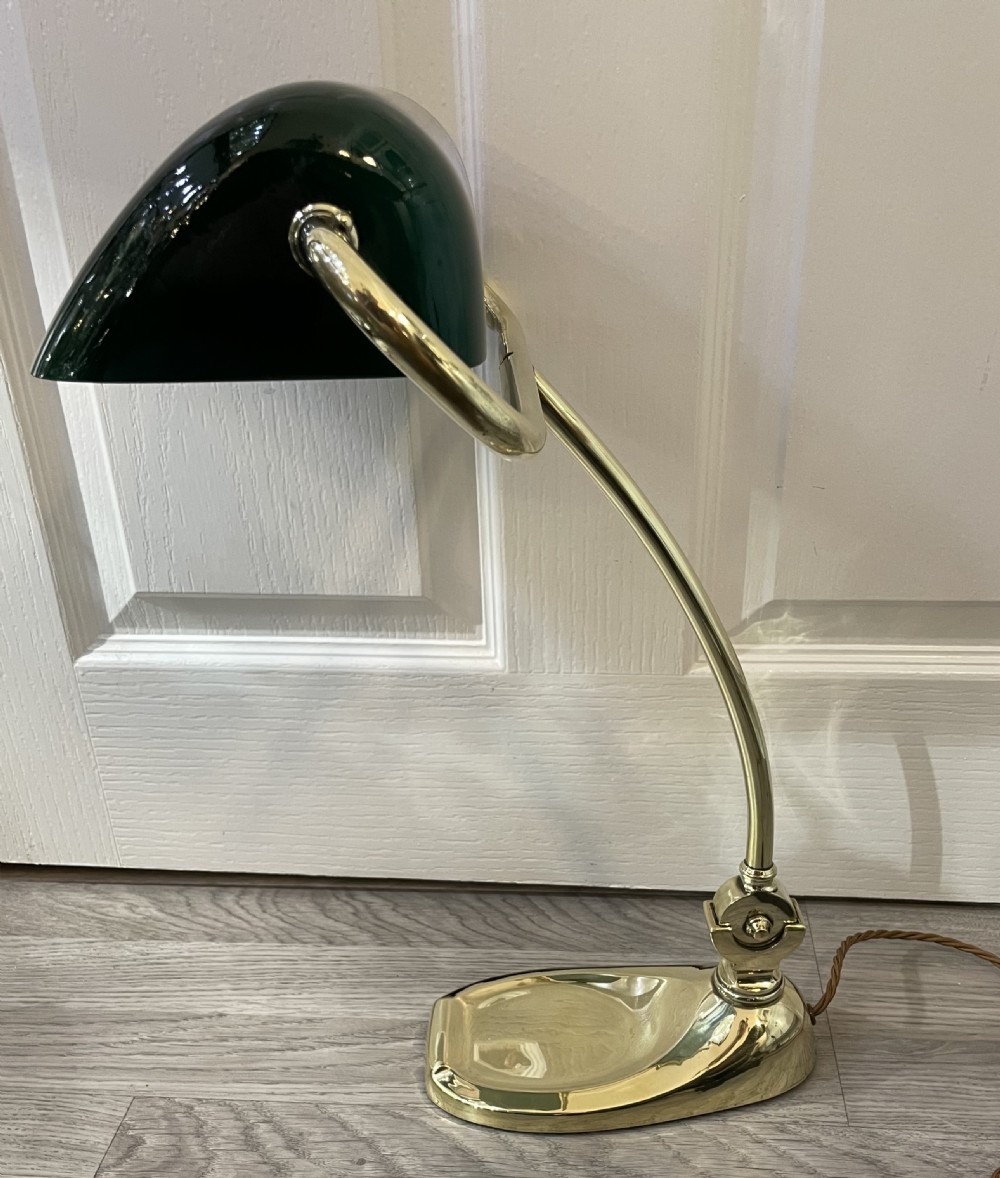 Art Nouveau Brass Bankers Lamp View V