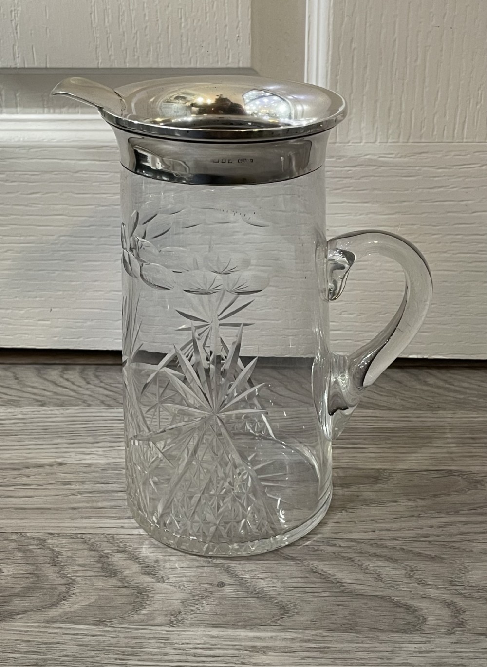 George V Silver Topped and Cut Glass Pitcher Cocktail Jug