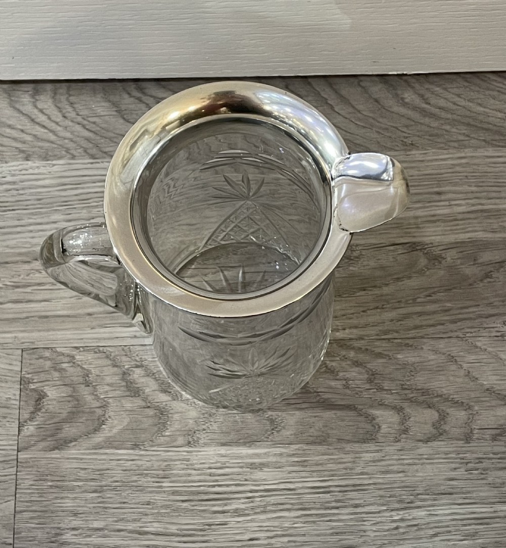 George V Silver Topped and Cut Glass Pitcher Cocktail Jug View IV