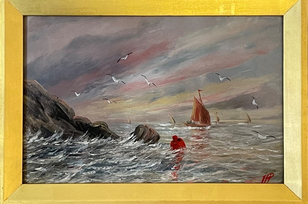 Late Victorian Marine Oil Painting, Sunset View II