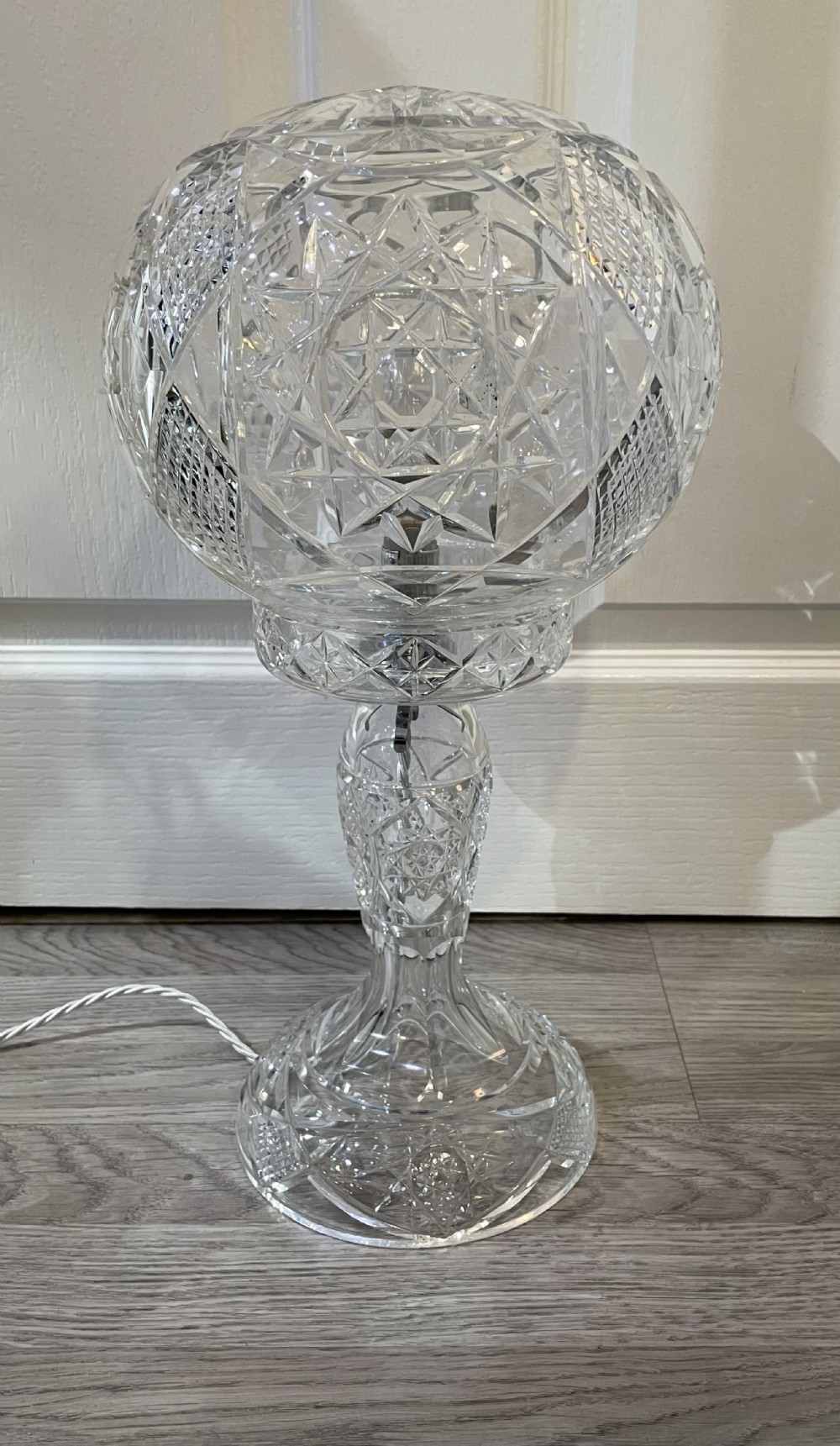 Large Cut Glass Mushroom Table Lamp