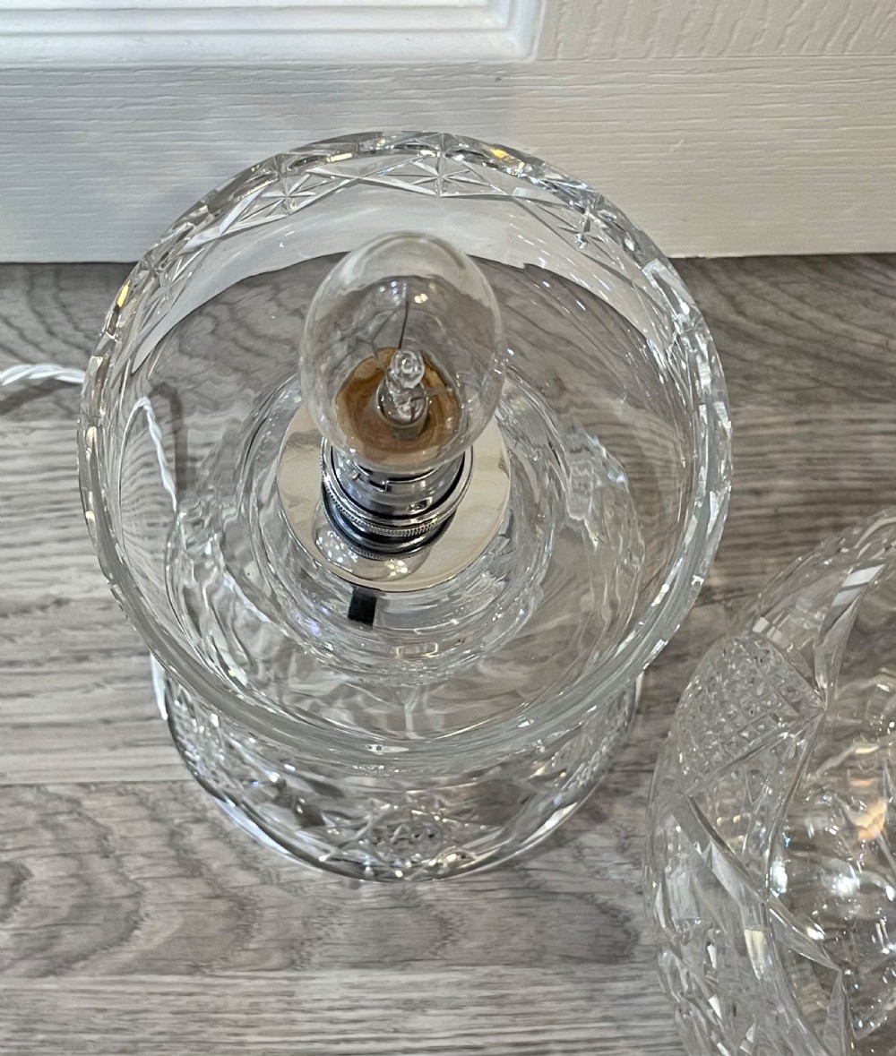 Large Cut Glass Mushroom Table Lamp View X