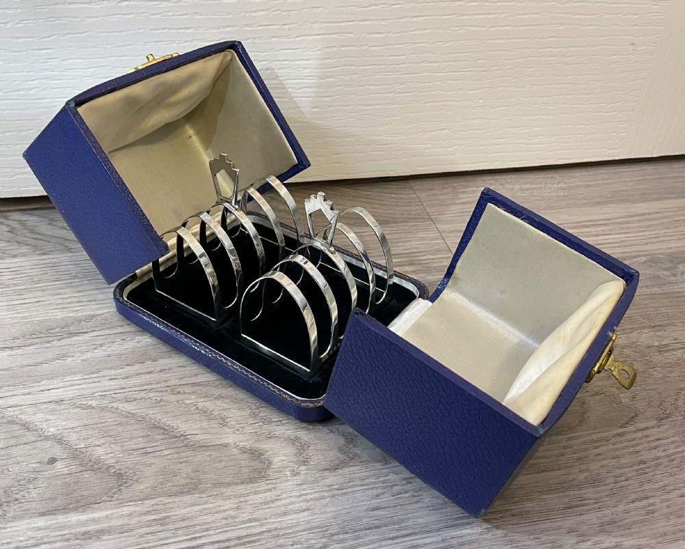 Pair of Art Deco Solid Silver Toast Racks, Cased View II