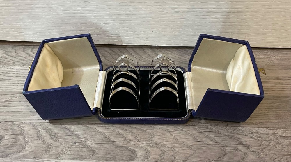 Pair of Art Deco Solid Silver Toast Racks, Cased View IV