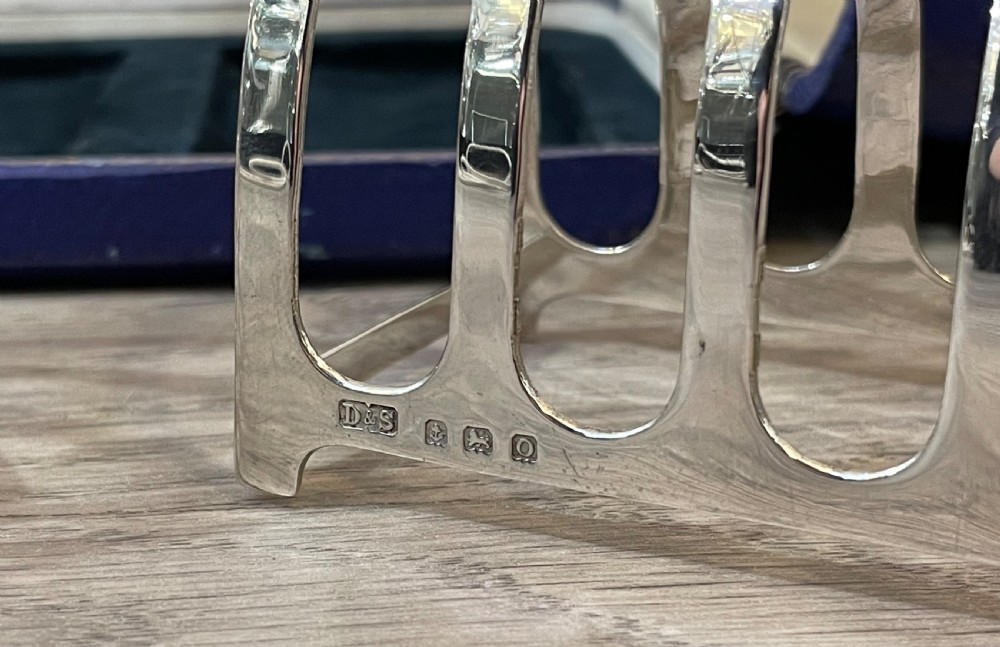 Pair of Art Deco Solid Silver Toast Racks, Cased View VIII