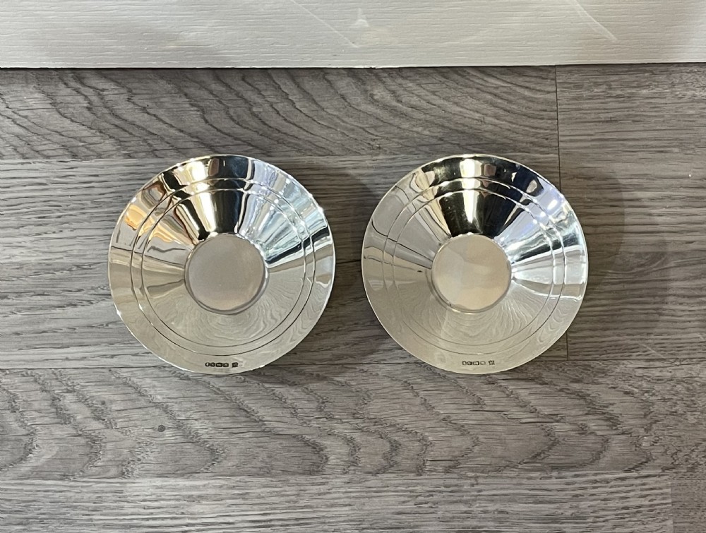 Pair Art Deco Silver Jubilee Bon Bon Dishes Comports, hallmarked Sheffield 1935