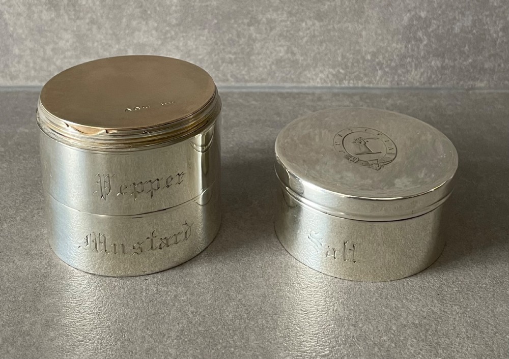 Rare Victorian Silver Picnic Condiment Set by Asprey and retailed by Leuchars  View V