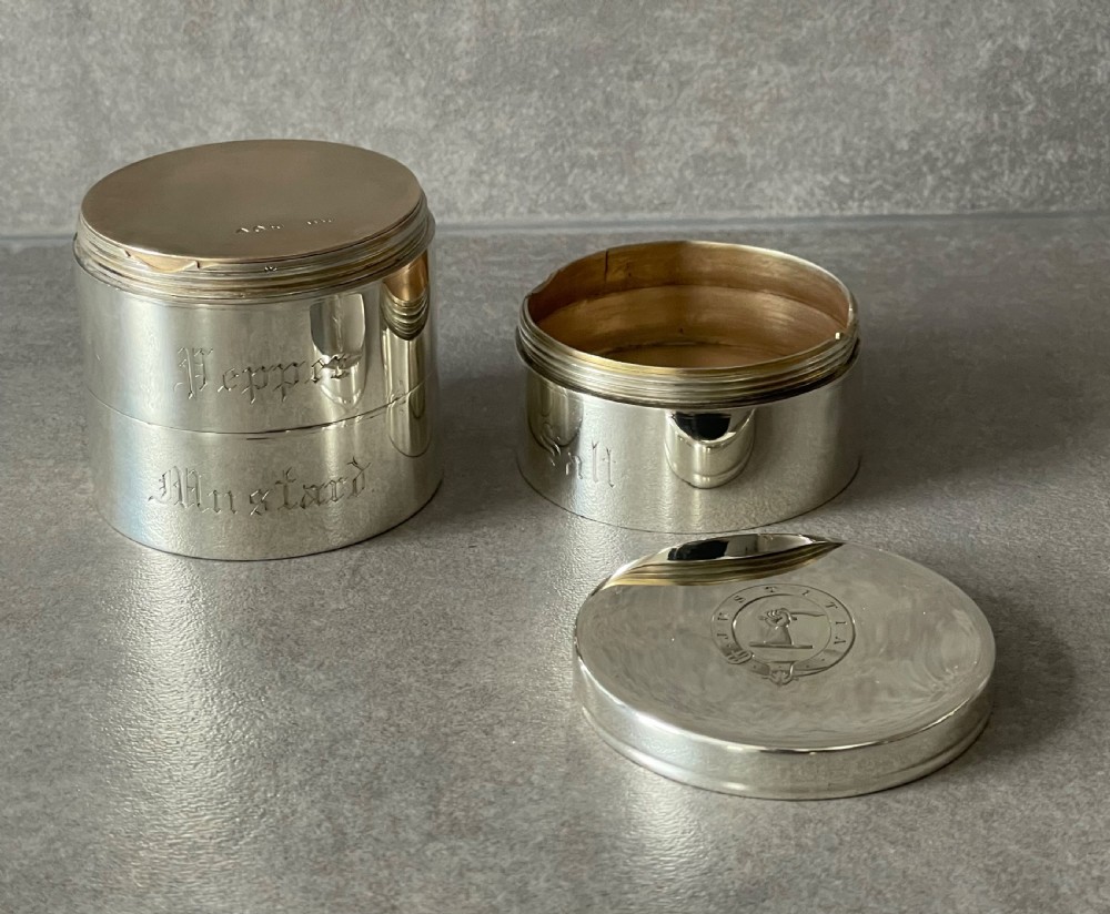Rare Victorian Silver Picnic Condiment Set by Asprey and retailed by Leuchars  View VI