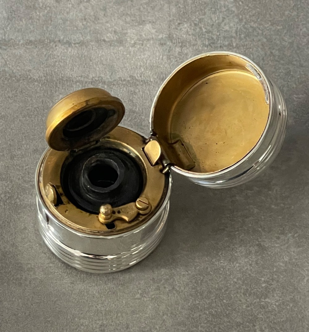 Edwardian Solid Silver Travelling Inkwell View III
