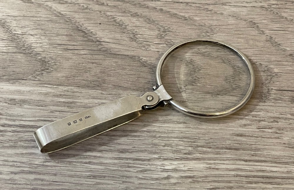 Edwardian Solid Silver Folding Magnifying Glass View IV
