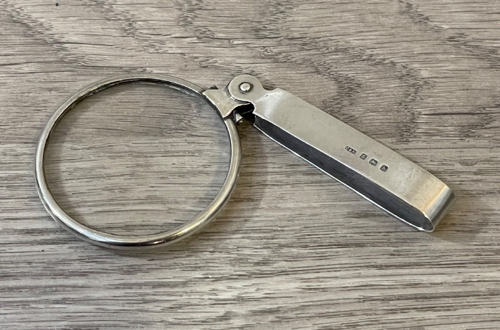 Edwardian Solid Silver Folding Magnifying Glass View V