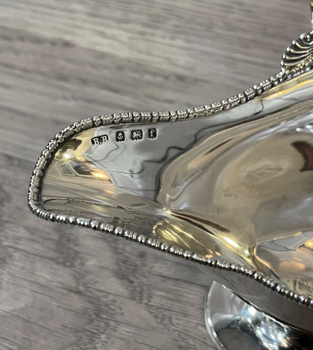 Edwardian Solid Silver Sauce Boat on Stand, 1905 View VI