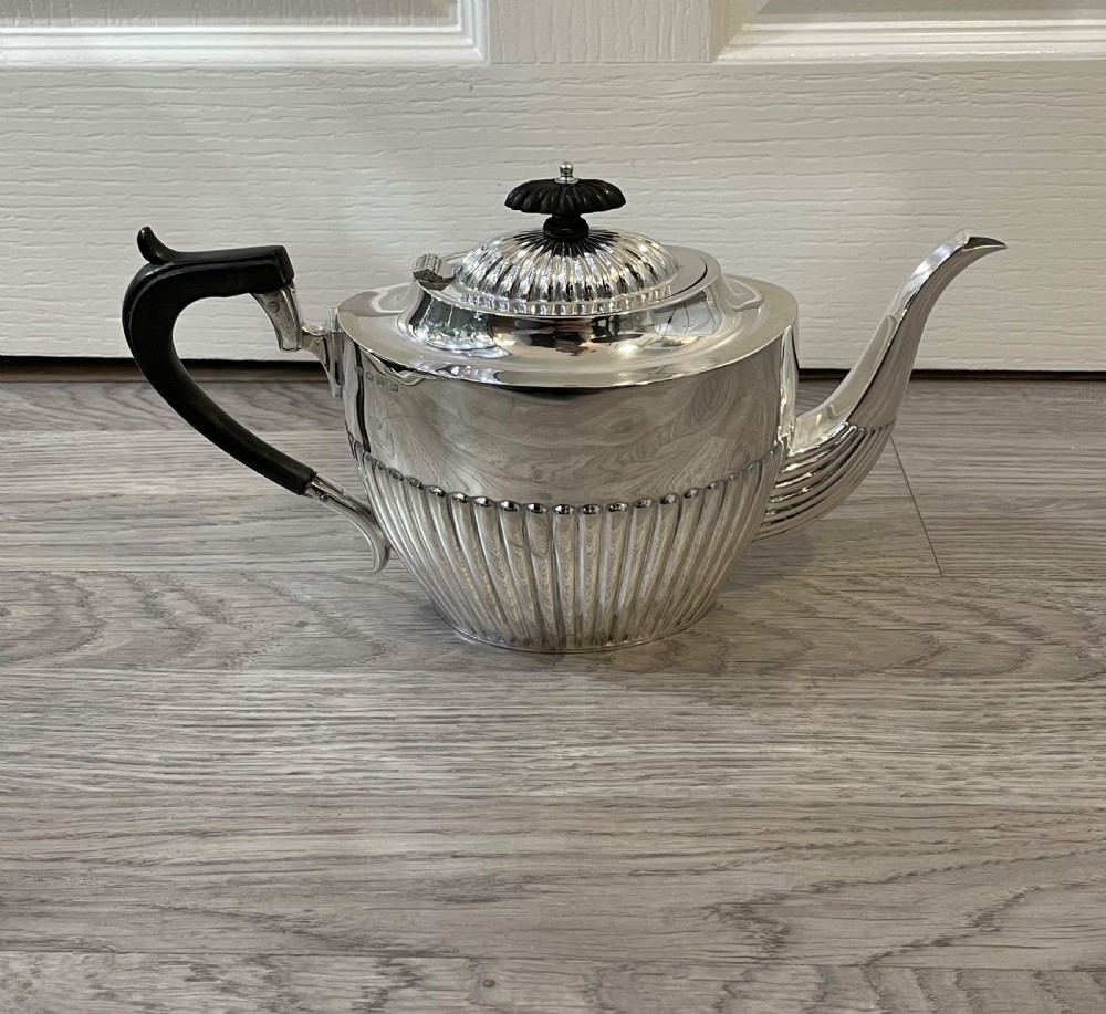 Large Victorian Solid Silver Teapot, 1896