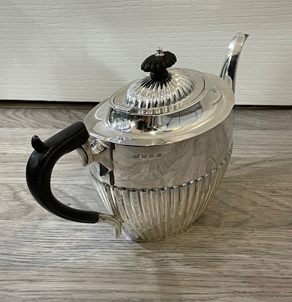 Large Victorian Solid Silver Teapot, 1896 View V