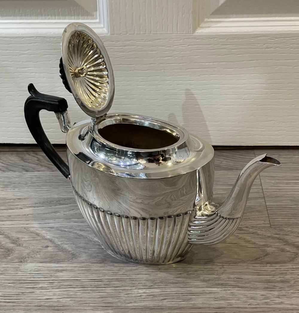 Large Victorian Solid Silver Teapot, 1896 View VII
