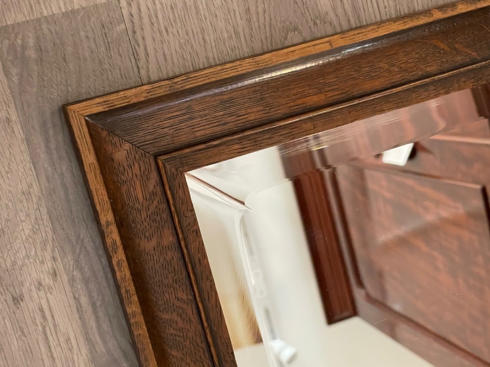 Edwardian Arts & Crafts Period Oak Wall Mirror View VI