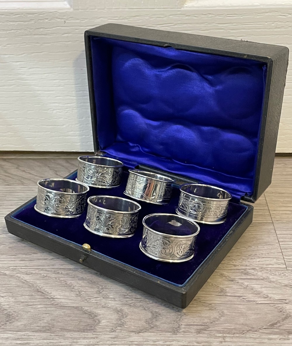 Six Edwardian Solid Silver Napkin Rings