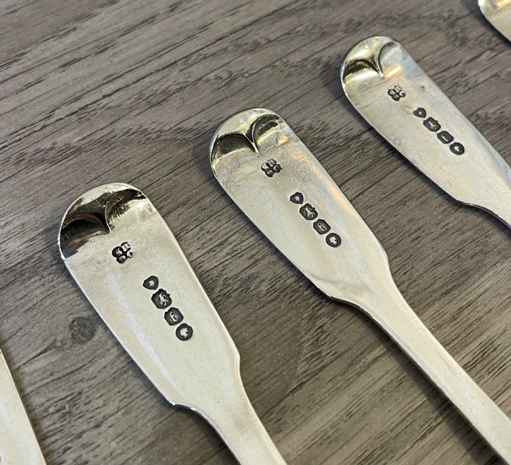 Set of Six Victorian Solid Silver Spoons View V