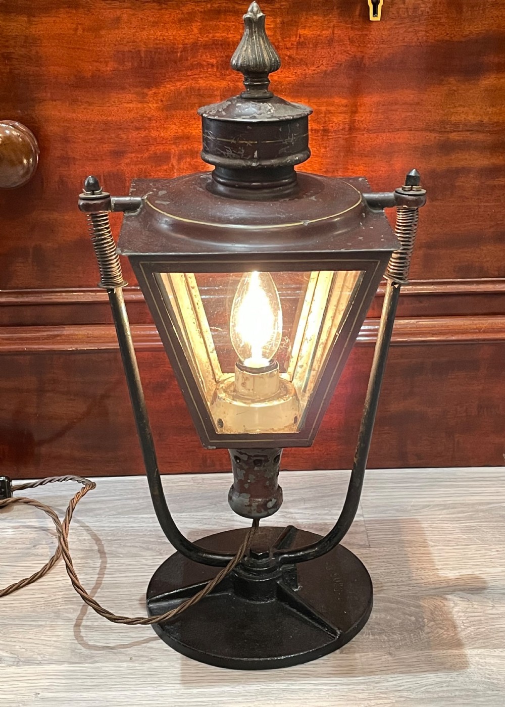 Unusual German Gimbal Lantern Table Lamp View VIII
