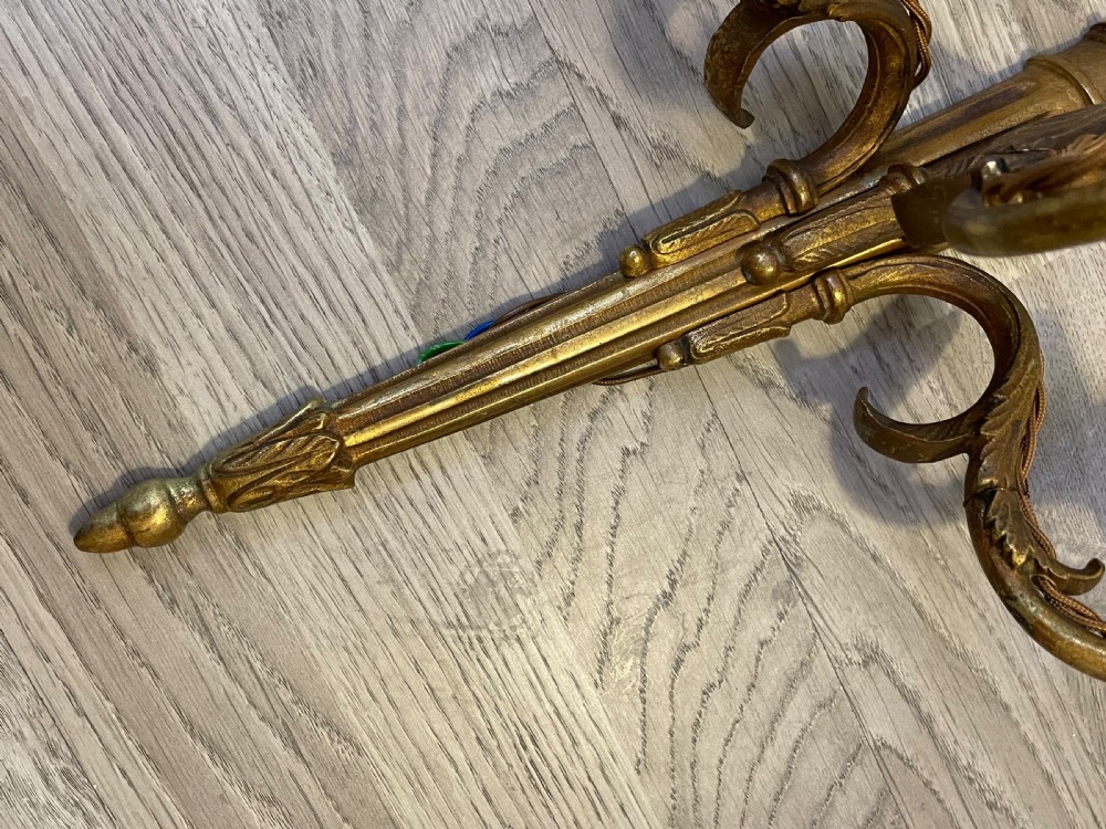 Pair of French Gilded Bronze Three Light Wall Lights  View V