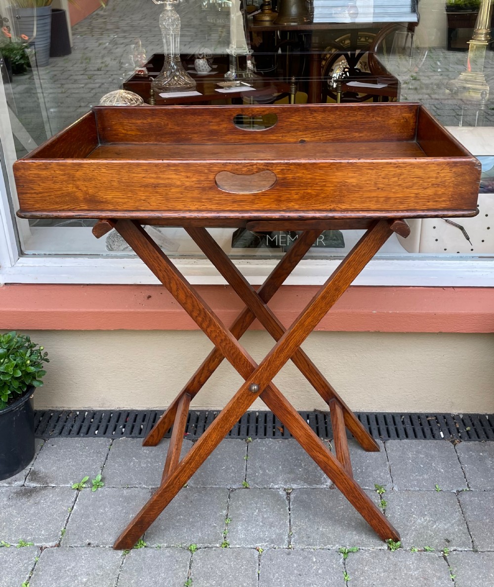 Good Victorian Oak Butlers Tray on Stand