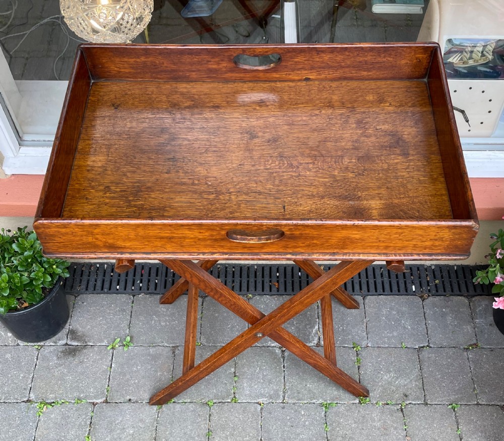 Good Victorian Oak Butlers Tray on Stand View II