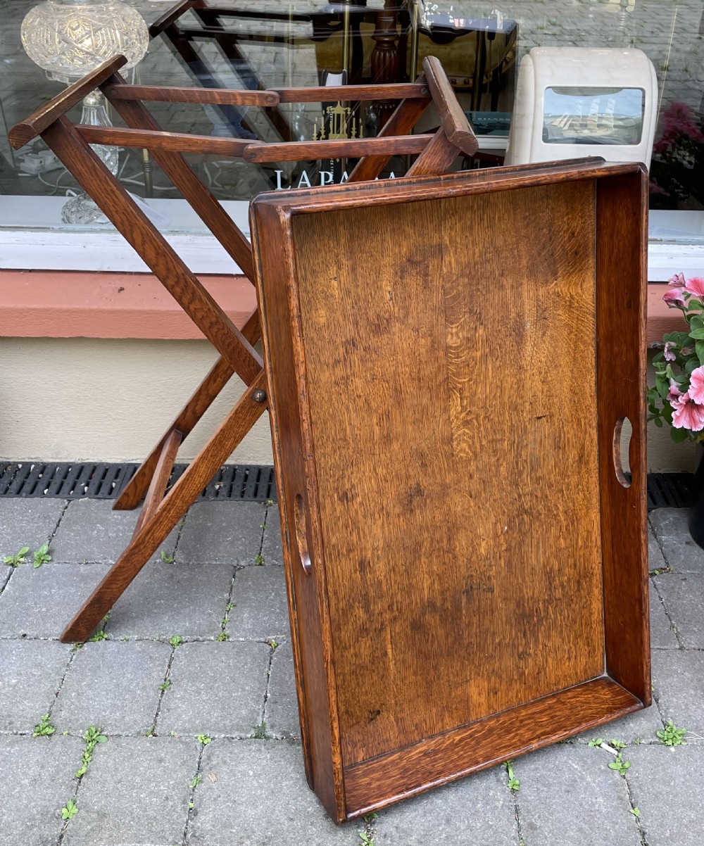 Good Victorian Oak Butlers Tray on Stand View V