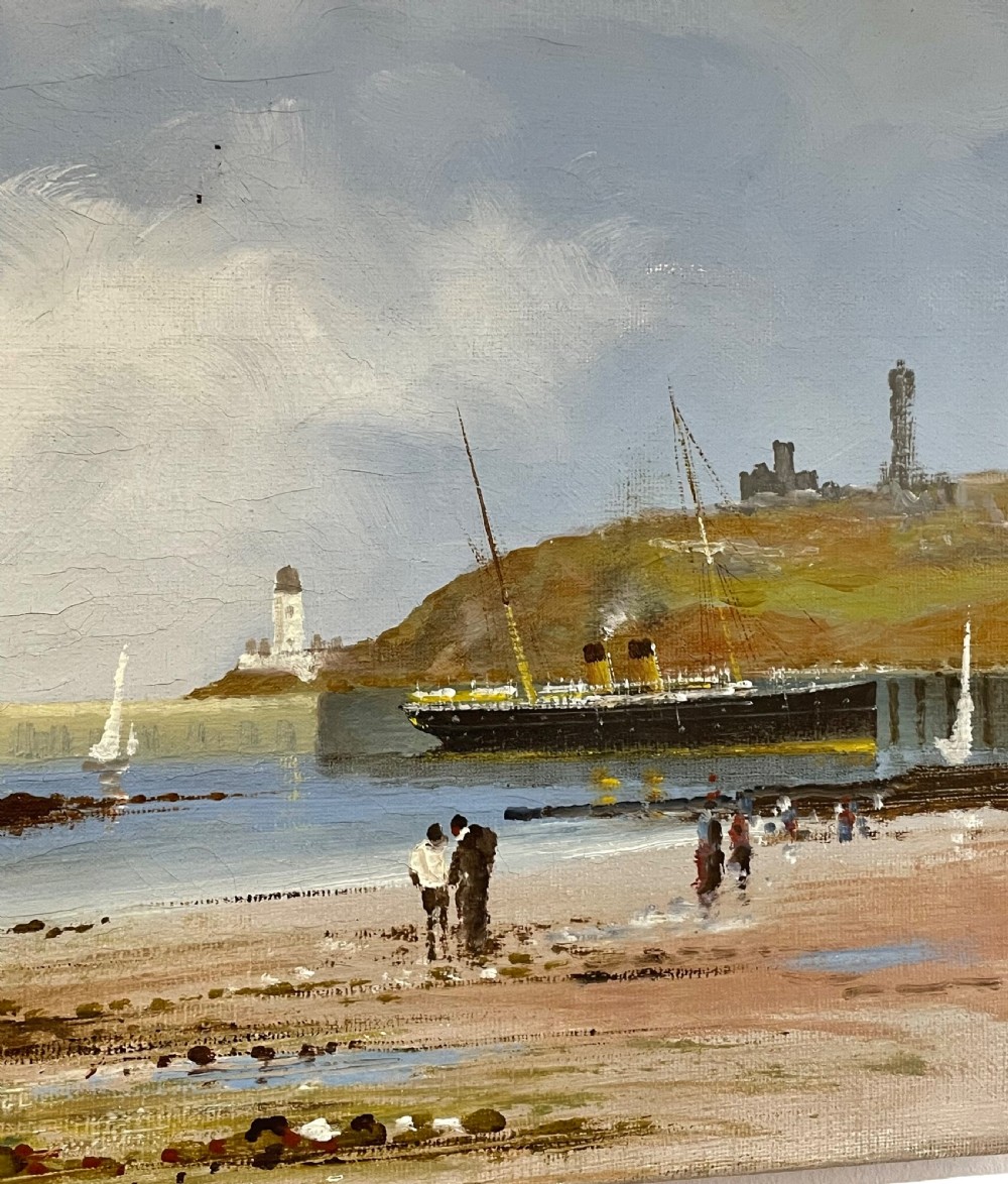 Edwardian Oil Painting of Douglas Bay, Isle of Man by J E Tate View IV