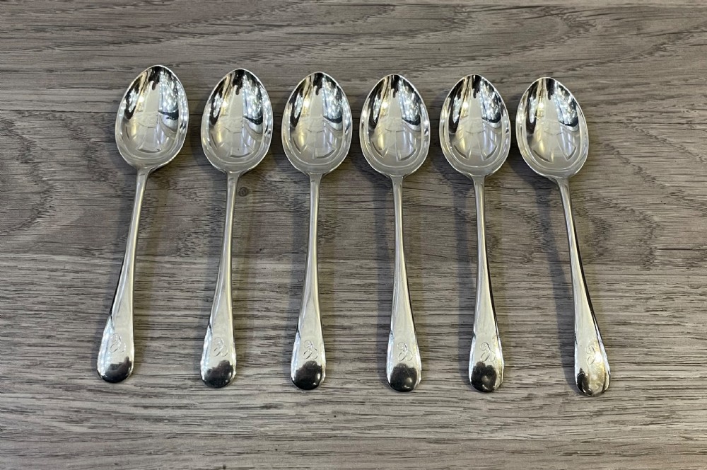 Set Six Solid Silver Teaspoons, 1907