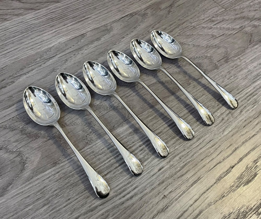 Set Six Solid Silver Teaspoons, 1907 View II