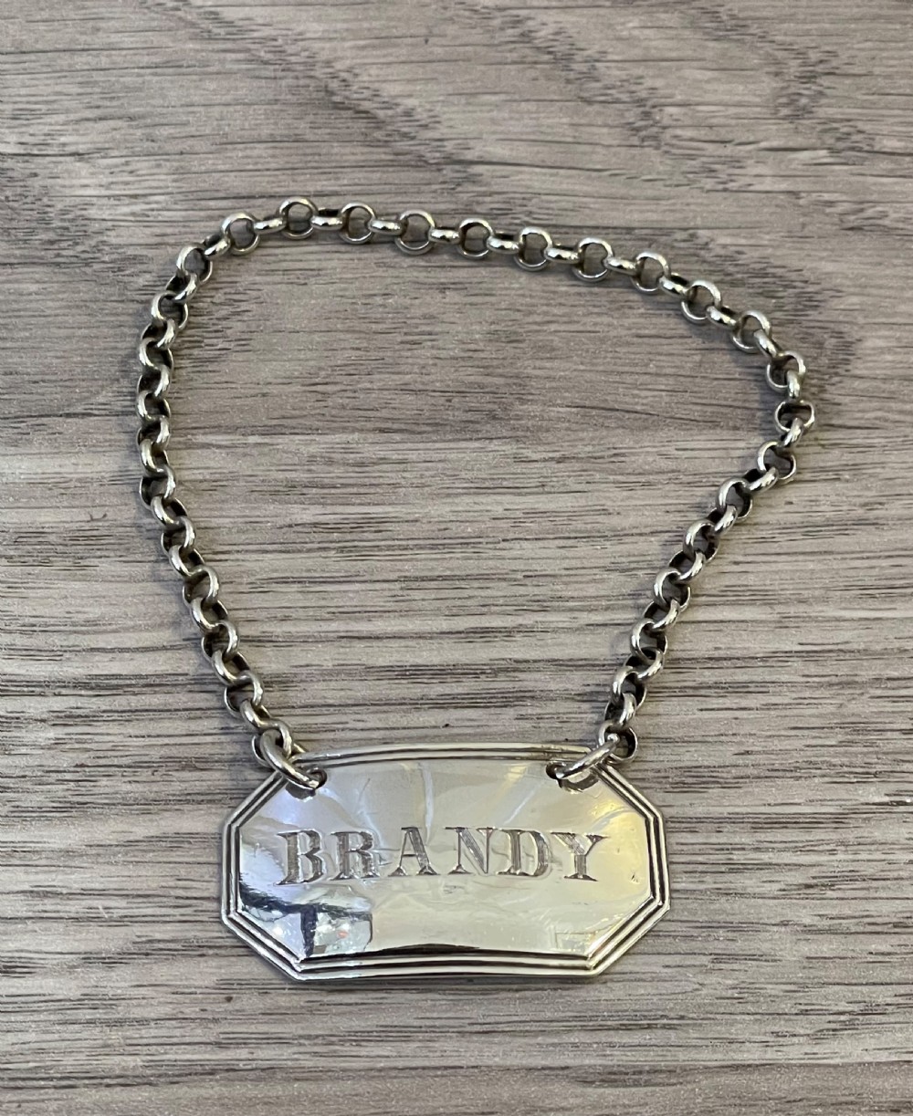 George III Silver Brandy Decanter Label