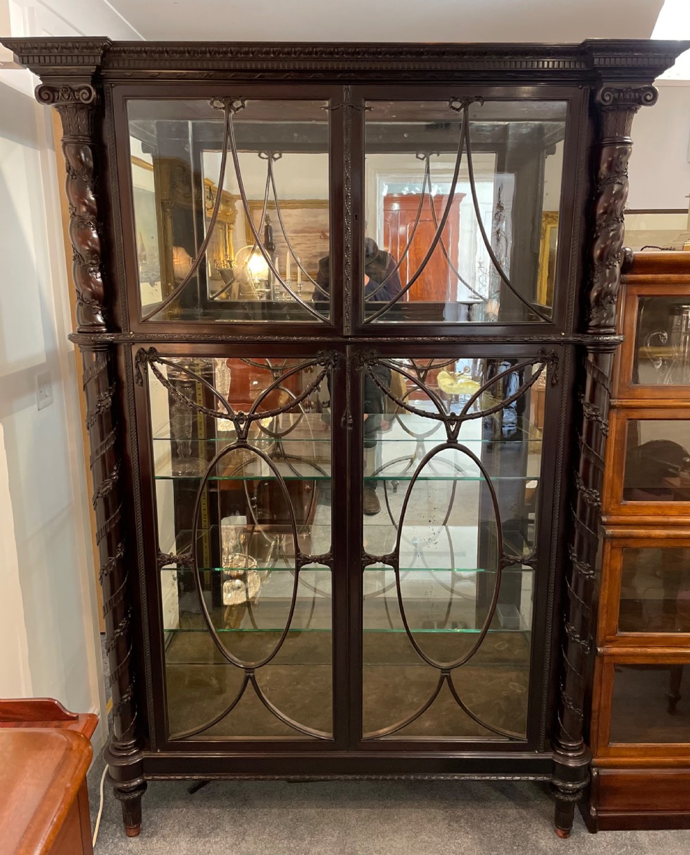 Impressive Victorian Ebonised Teak Display Cabinet