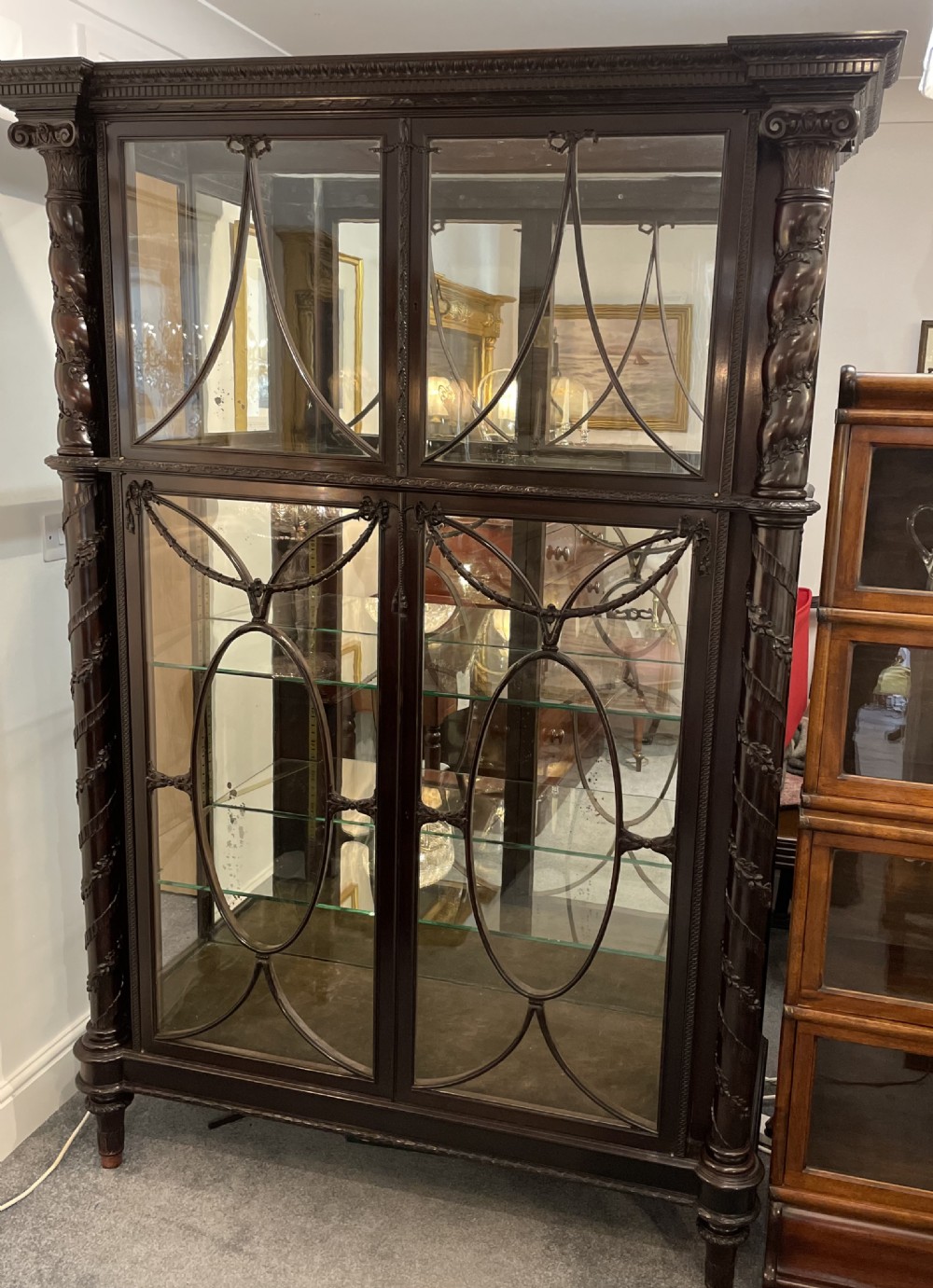 Impressive Victorian Ebonised Teak Display Cabinet View II