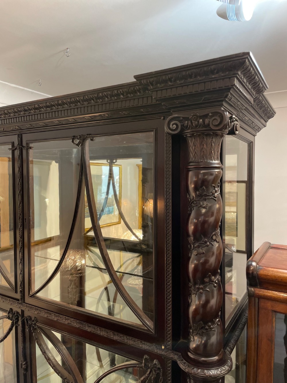 Impressive Victorian Ebonised Teak Display Cabinet View IV