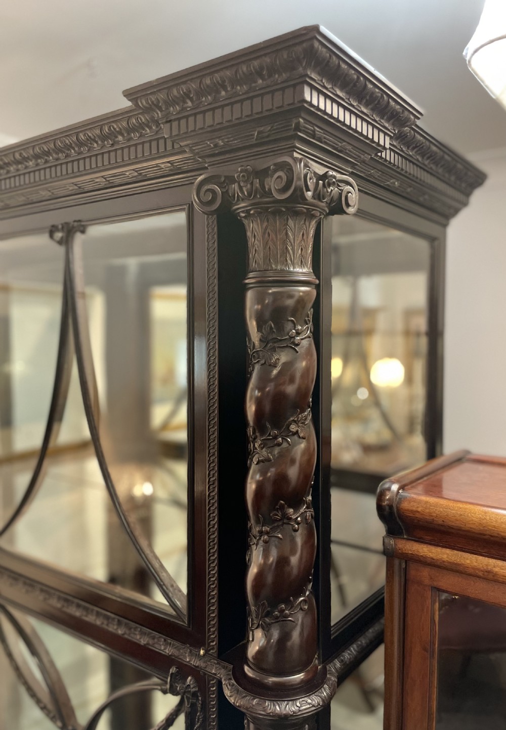 Impressive Victorian Ebonised Teak Display Cabinet View VI