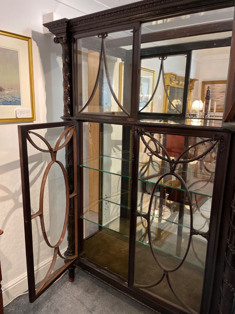 Impressive Victorian Ebonised Teak Display Cabinet View IX