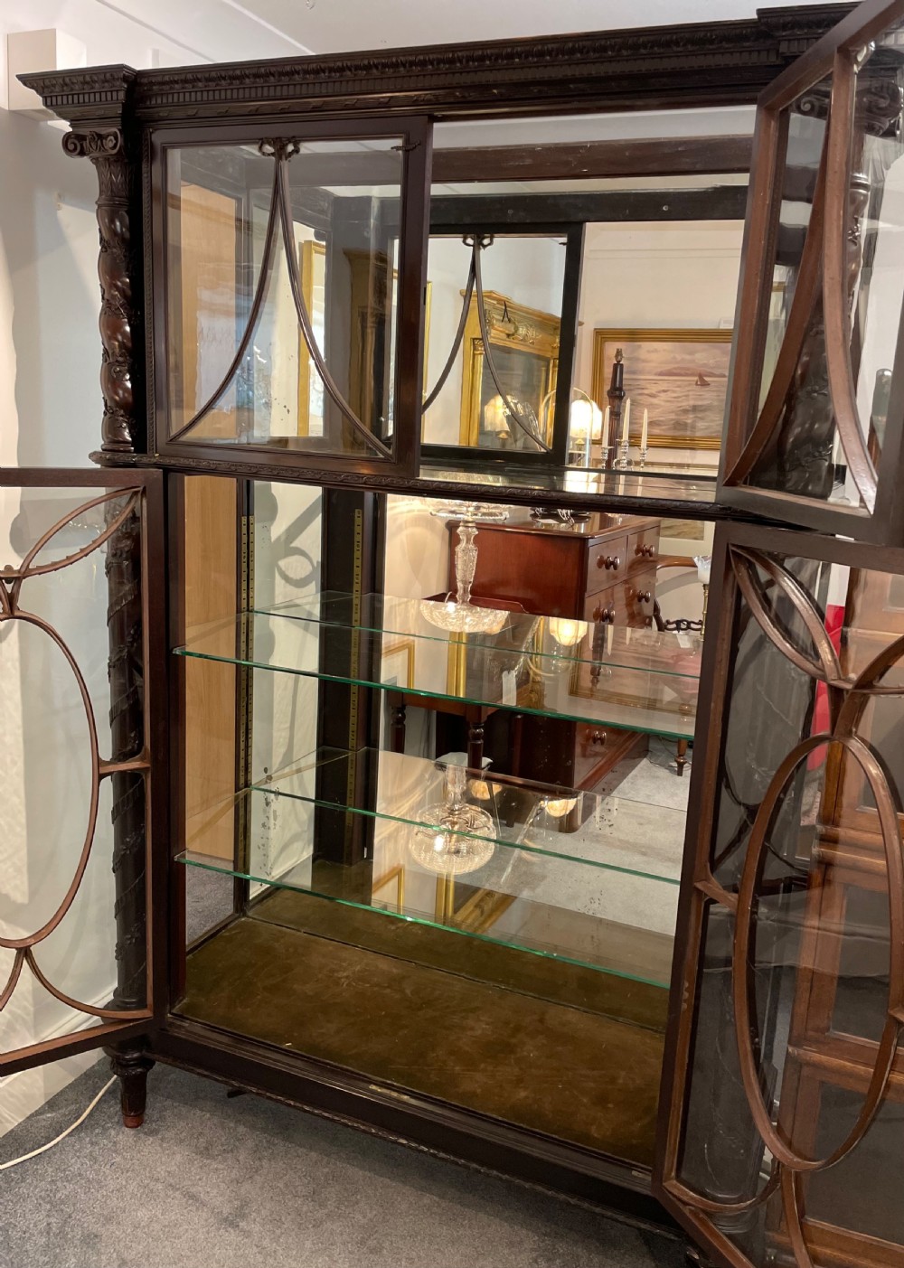 Impressive Victorian Ebonised Teak Display Cabinet View X