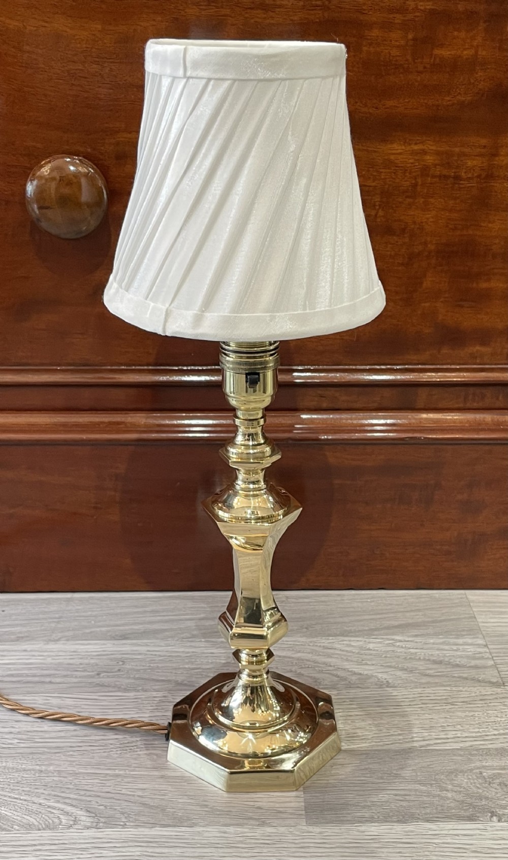 Brass Candlestick Design Table Lamp with Shade
