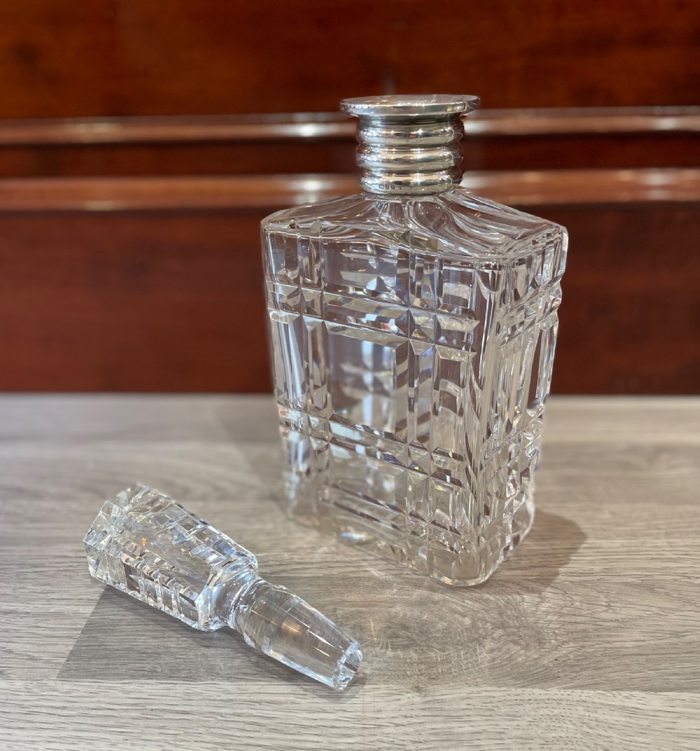 Stylish Art Deco Decanter with Silver Rim, 1935 View IV