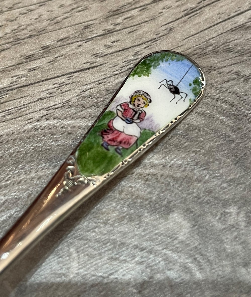 George V Solid Silver Christening Childs Spoon with Enamel Decoration  View IV