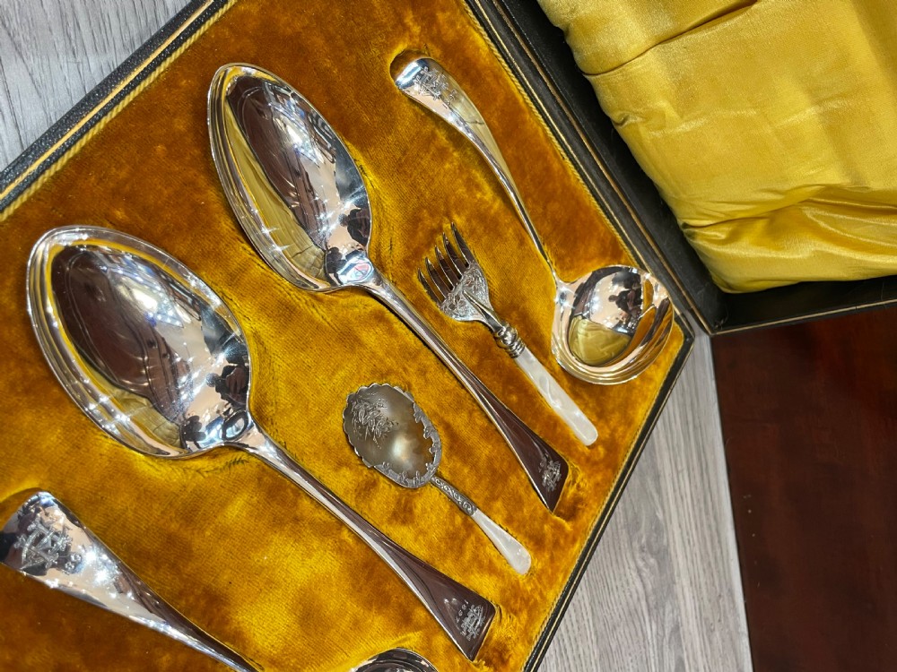 Victorian Cased Solid Silver Wedding Spoon Flatware Set  View IV