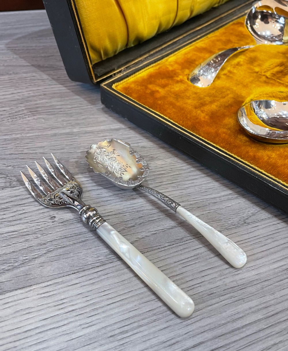 Victorian Cased Solid Silver Wedding Spoon Flatware Set  View V
