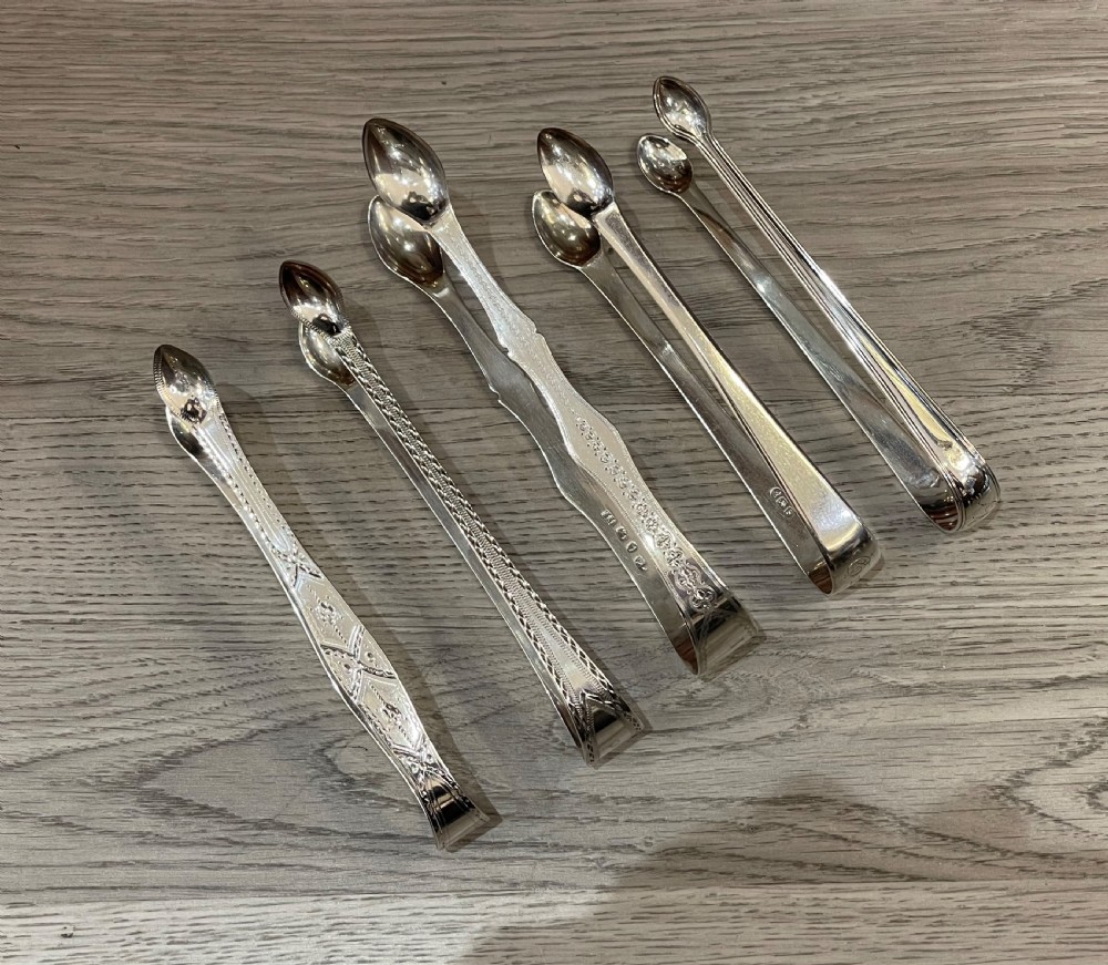 Collection of Georgian Solid Silver Sugar Tongs, including by Bateman and Law