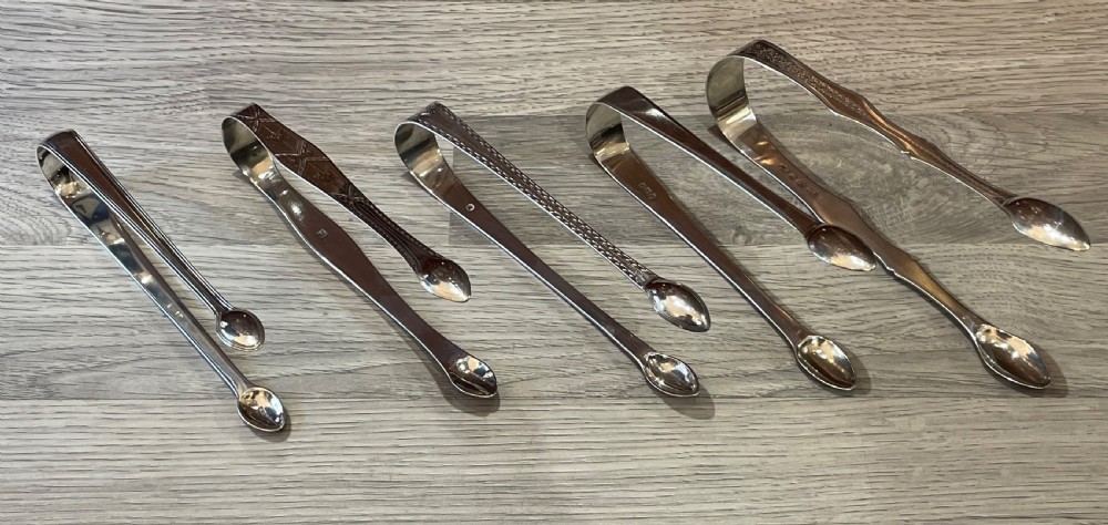 Collection of Georgian Solid Silver Sugar Tongs, including by Bateman and Law View V