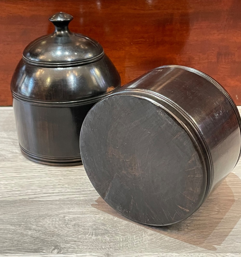 Pair of George III Lignum Vitae Tobacco Jars View II