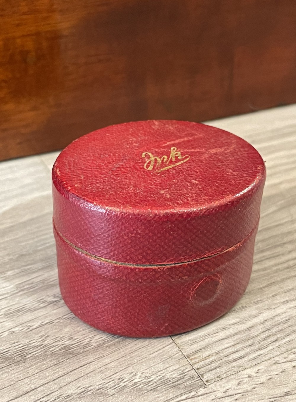 Victorian Gilt Brass & Leather Travelling Inkwell